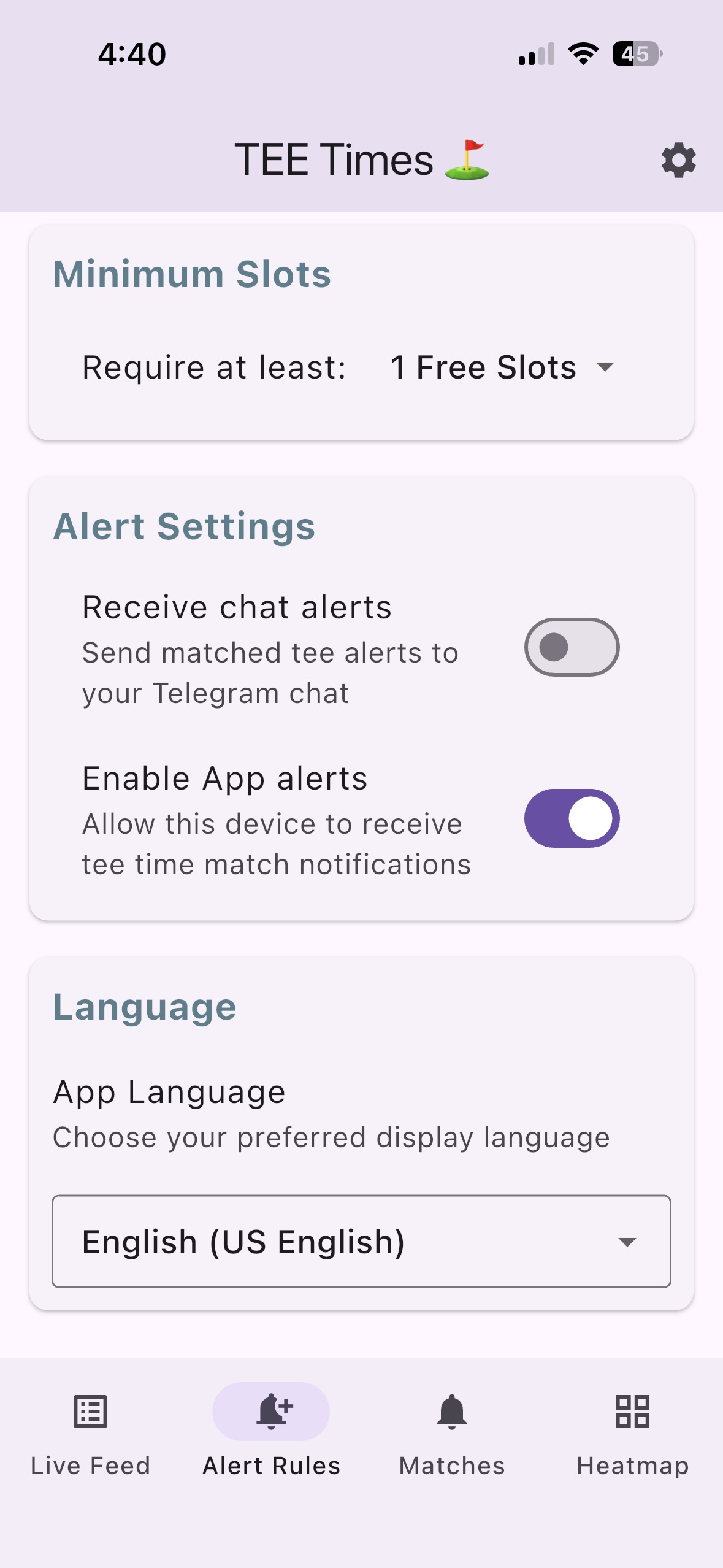 Extended user preference settings